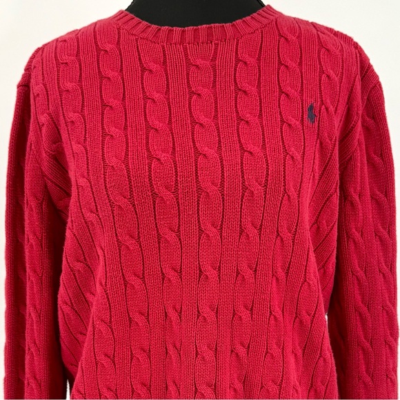 Ralph Lauren Classic Women’s Cable-Knit Pullover Crewneck Sweater Vibrant Red, L - Picture 11 of 15